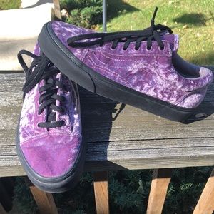 Purple velvet vans sneakers